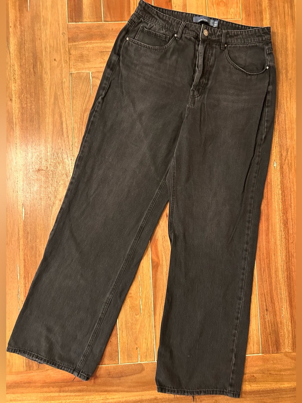 Indigo Rising Women Wide Leg Jeans Black Faded High Rise Denim Size 13/14